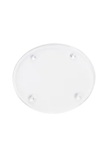 Round clear acrylic coaster showing protective rubber feet from the Threadbird product archive