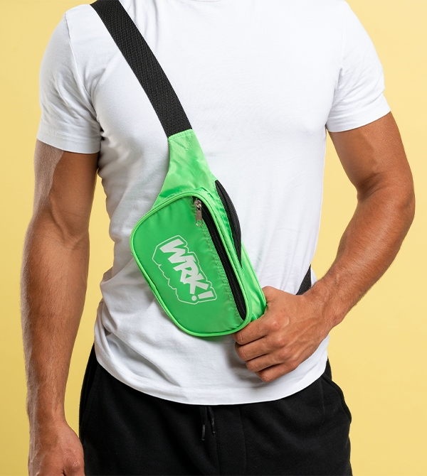 Wrk green bum bag / fanny pack with custom heat press