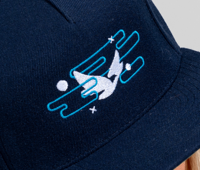 Flat Embroidery on Navy Hat