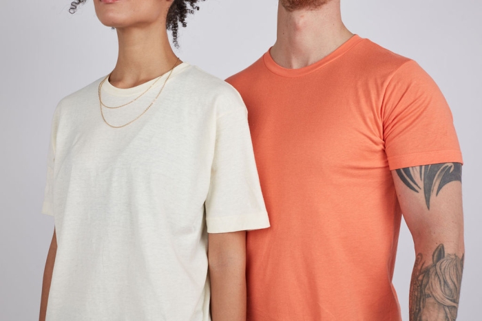 Premium custom blank shirts on male and female models